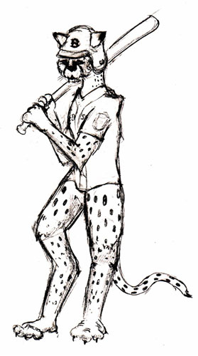 Cheetah in a Sox jersey, batting